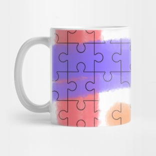 Pink purple puzzle pattern watercolor Mug